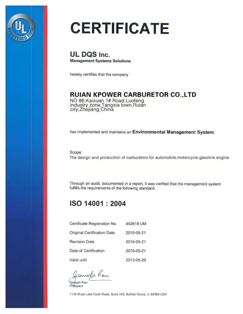 Kpower ISO 14001 2004